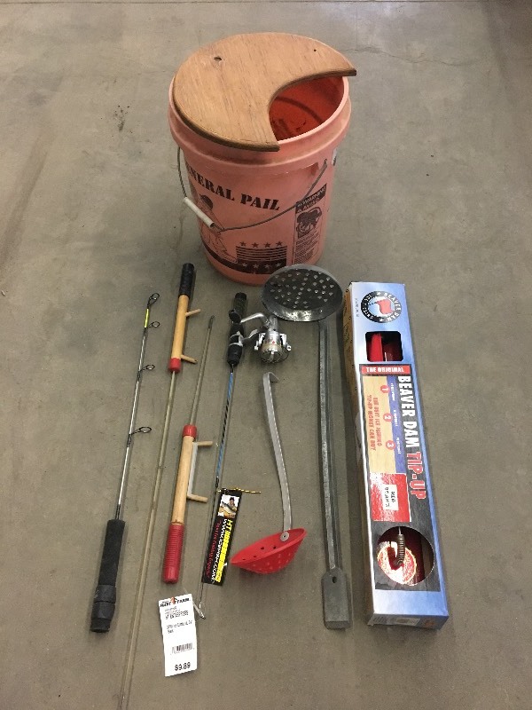 lot 19 image: Ice Fishing Pale Full Of Assorted ...