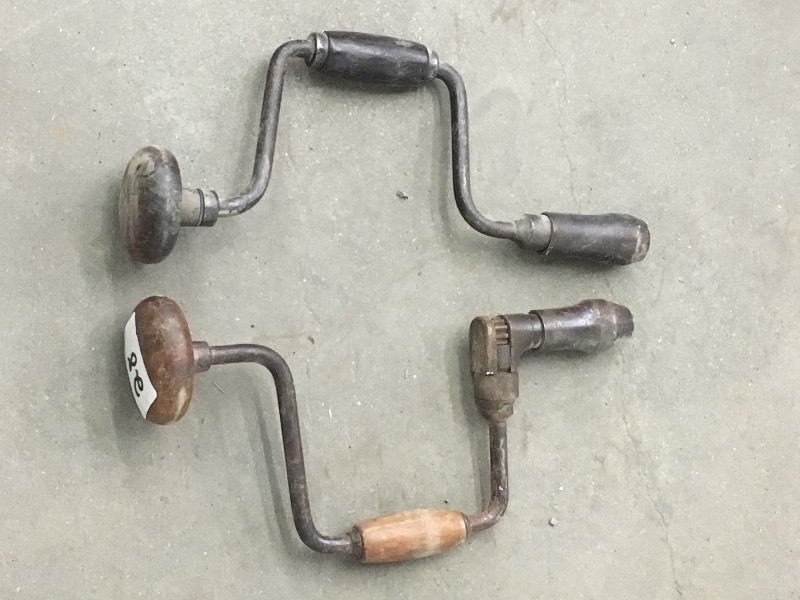 lot 28 image: (2) Vintage Hand Drills ...