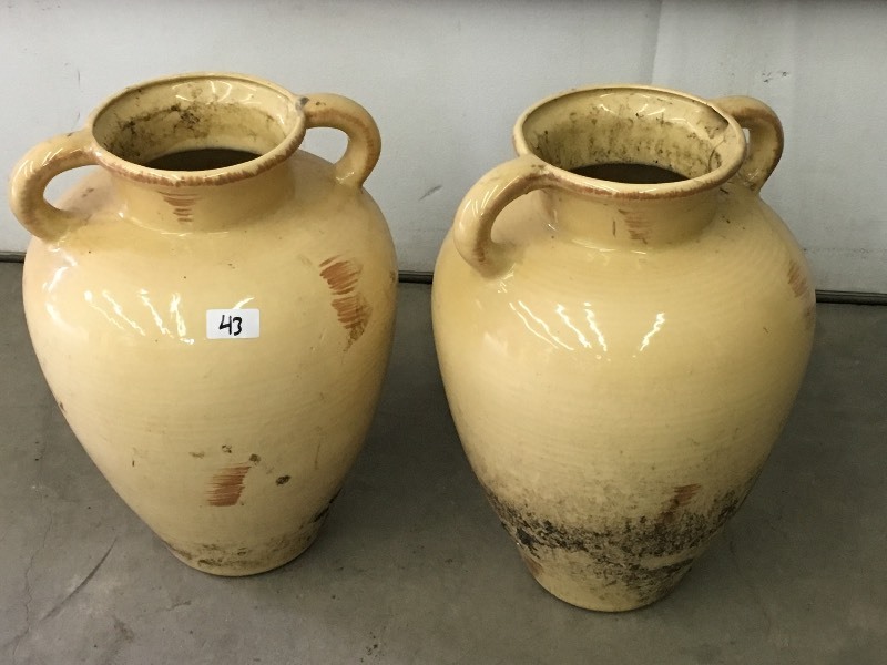 lot 43 image: (2) Large Pots, 24 Height, Good Co...