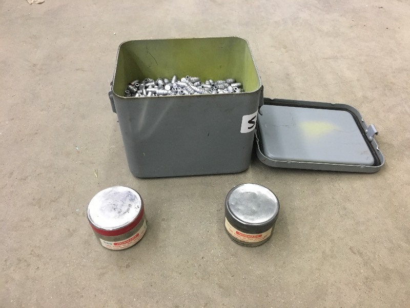 lot 55 image: Steel Case Full Of Lead .357 Bullet...
