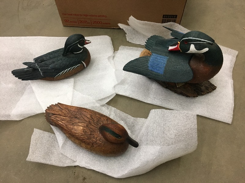 lot 67 image: Lot Of (3) Carved Ducks, No Marking...