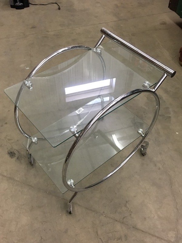 lot 125 image: 2-Level Serving Cart With Glass She...
