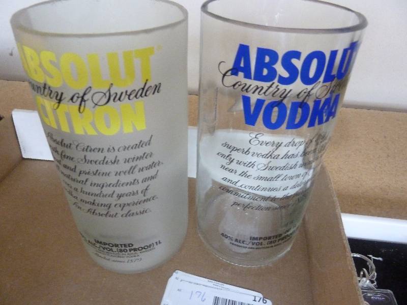 lot 176 image: 2 absolute vodka glassesvase