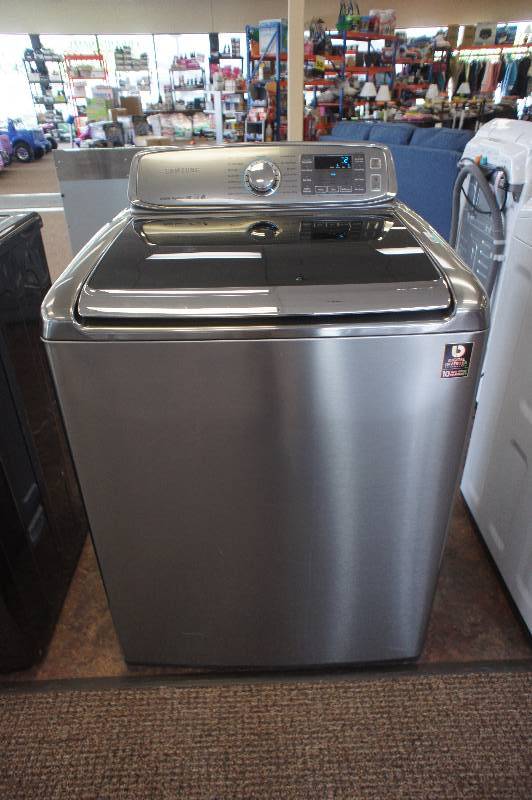 Samsung - WA56H9000AP - 5.6 Cu. Ft. 15-Cycle High-Efficiency Steam Top-Loading Washer - Platinum Color - Tested Works - MSRP $ 1499.99