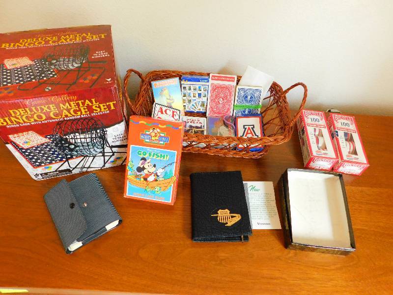 lot 31 image: Lot of Playing Cards and a Deluxe Metal Bingo Cage Set