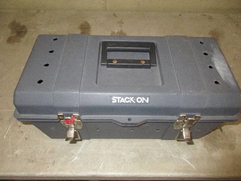 stack on tool box w misc tools