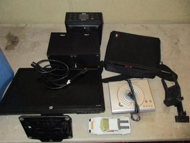 DVD player - RCA Bluetooth speakers - HP monitor HPLV1911