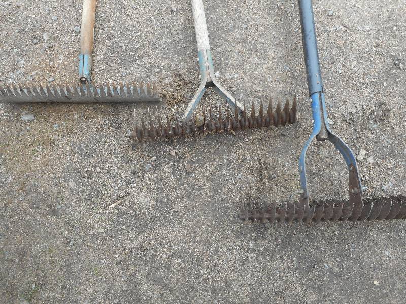 lot 111 image: 3 VINTAGE ROCK RAKES