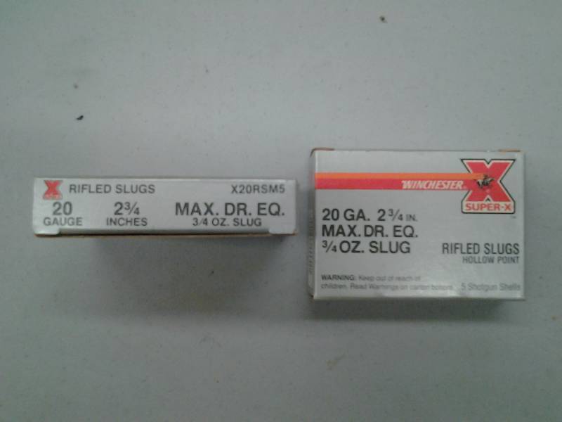 lot 18 image: 2 Boxes Winchester 20 Ga. 2 34 Inch Rifled Slugs