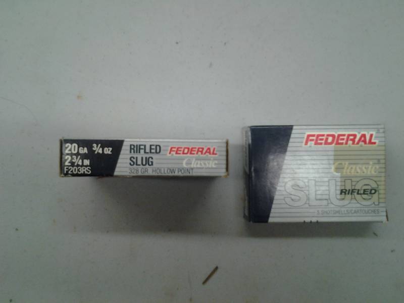 lot 19 image: 2 Boxes Of Federal 20 Ga. 2 34 Inch Rifled Slugs