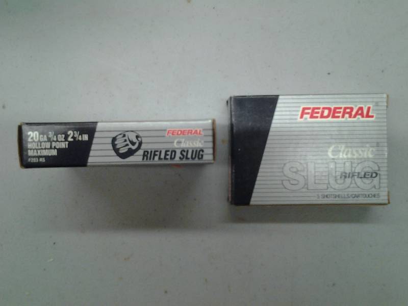 lot 20 image: 2 Boxes Of Federal 20 Ga. 2 34 Inch Rifled Slugs