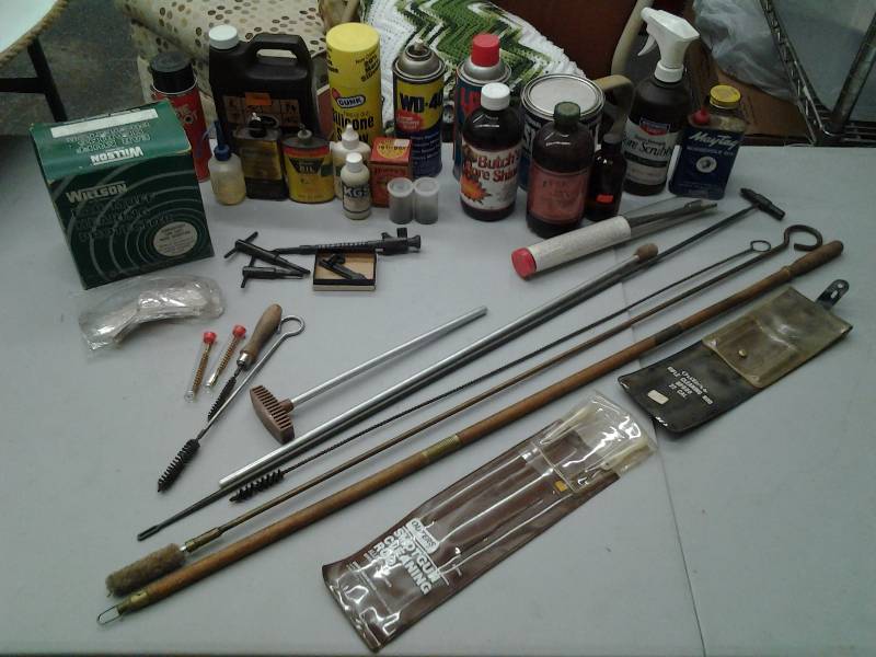 lot 36 image: Gun Cleaning Tools & Oils, Gun Parts, Ear Protection & Safety Glasses
