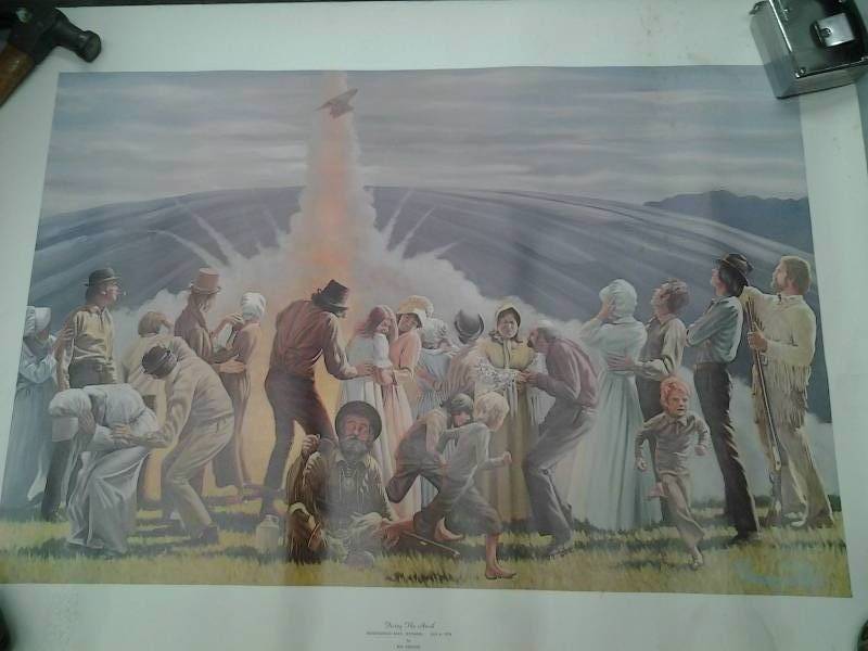 lot 73 image: Print  Firing The Anvil Signed By Roy Kerswill 25x32