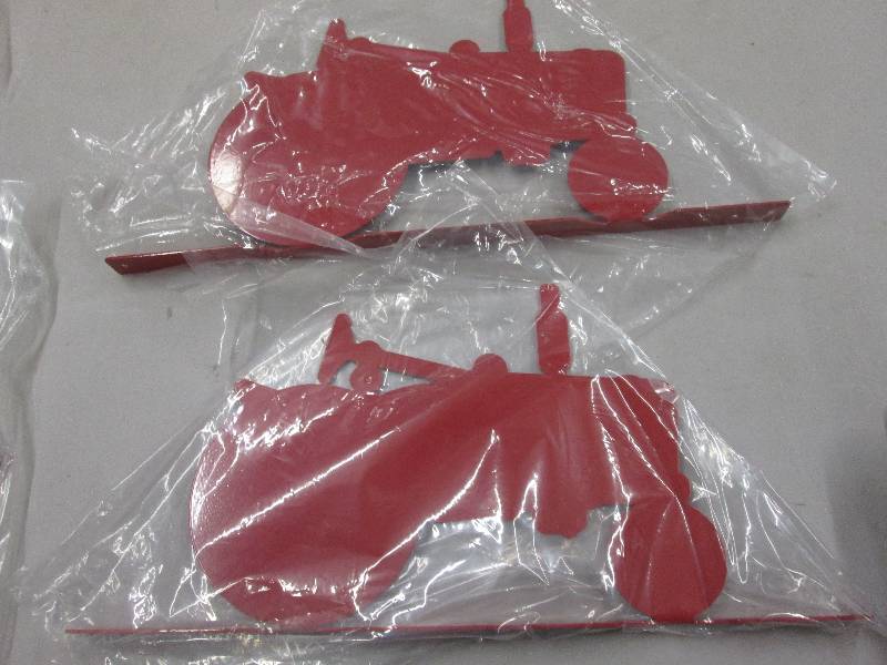 lot 246 image: Lot of 2 Red Metal Tractor Images f...