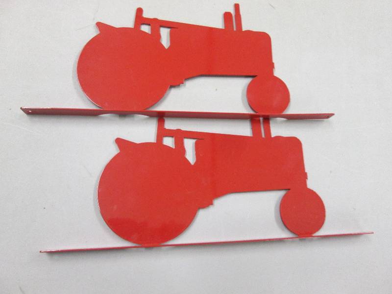 lot 252 image: Lot of 2 Red Metal Tractor Images f...