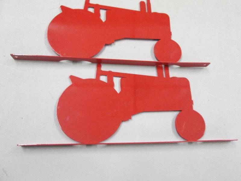 lot 254 image: Lot of 2 Red Metal Tractor Images f...