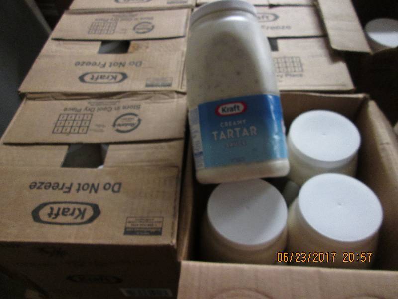 lot 239 image: 16 gallons of Kraft tartar sauce in...