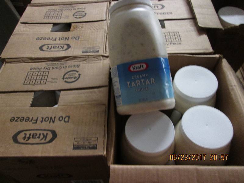 lot 240 image: 16 gallons of Kraft tartar sauce in...