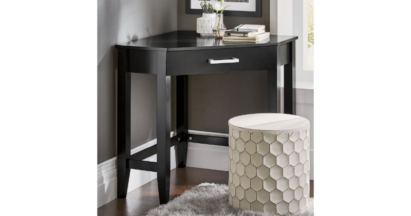 lot 25 image: Black Corner Desk open box Retail $...