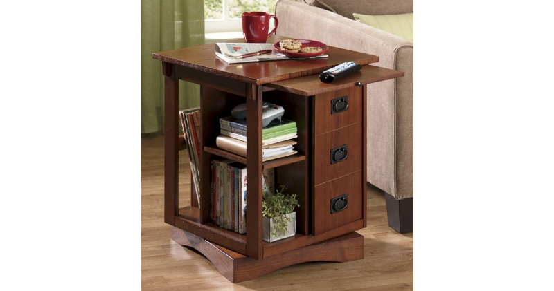 lot 26 image: Revolving End Table open box, Retai...