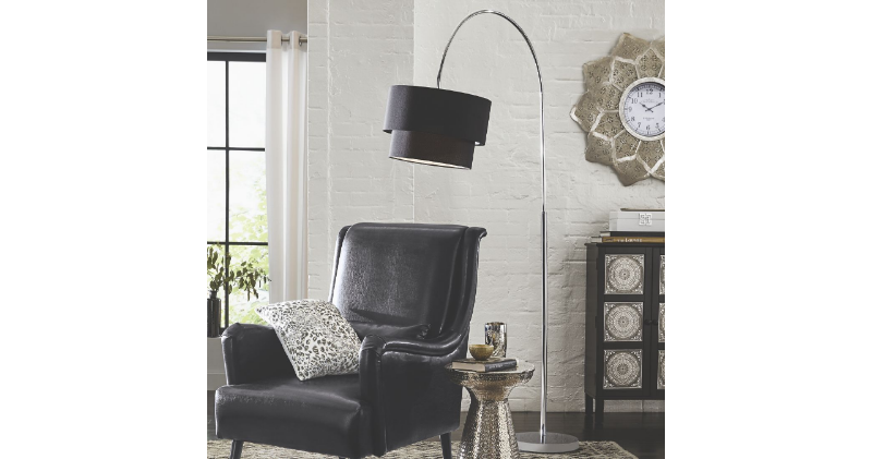 lot 44 image: Black Hanging Floor Lamp open box, ...