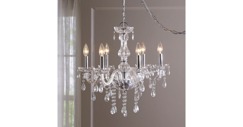 lot 105 image: Silver Crystal Pendant Lamp open bo...