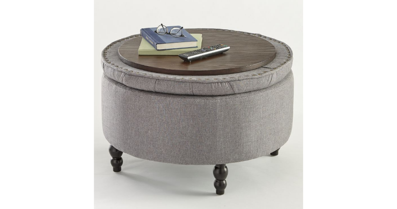 lot 116 image: Button Tufted Storage Ottoman open ...