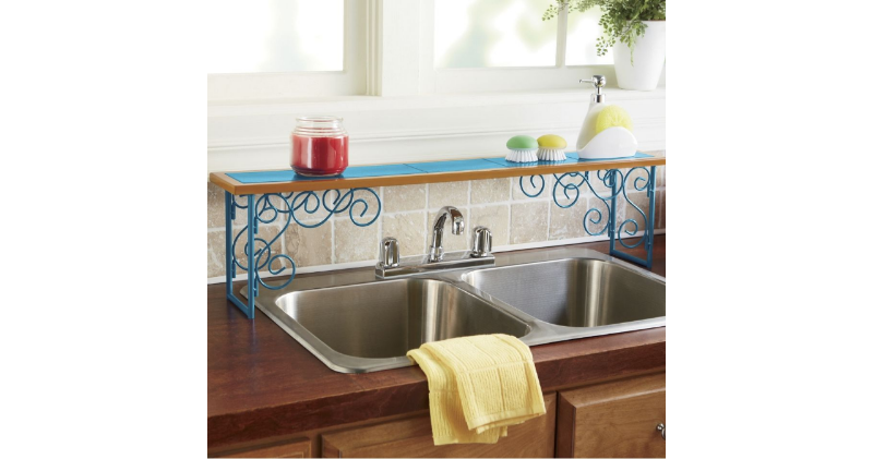 lot 144 image: Colorblock Over-the-Sink Shelf ope...