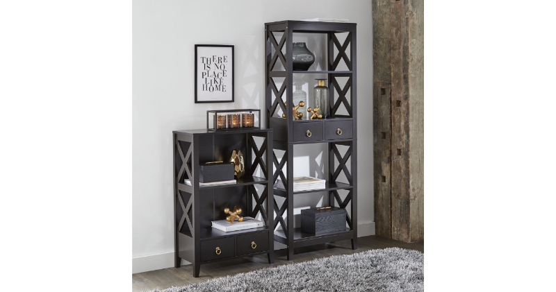 lot 184 image: Black Doublewide Bookcase open box ...