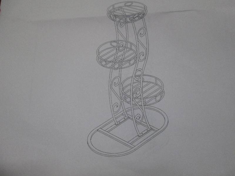 lot 73 image: Scroll 3 Tier Plant Stand open box ...