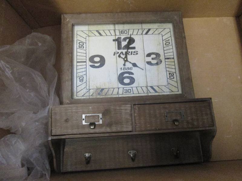 lot 129 image: Paris Clock with 2 Drawers & Hooks ...