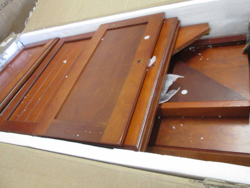 lot 130 image: 8-Door White Corner Cabinet in Oak ...