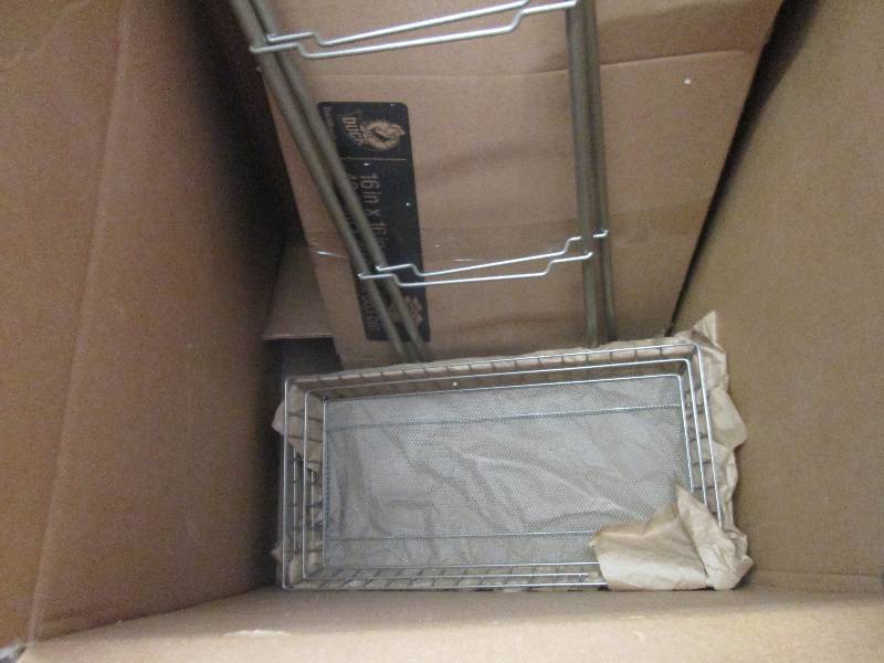 lot 171 image: 2 Tiered Rolling Shelf in Silver op...