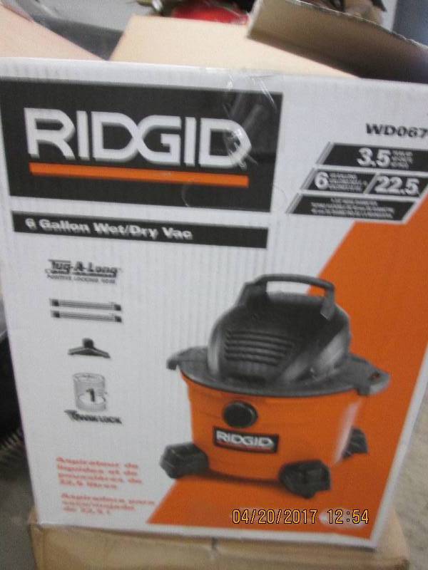 lot 52 image: rigid 6 gallon wetdry vac tested a...