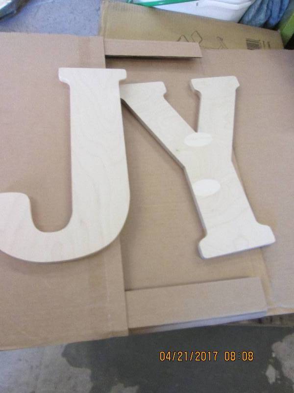 lot 65 image: 2 oversized wood letters 15 ...