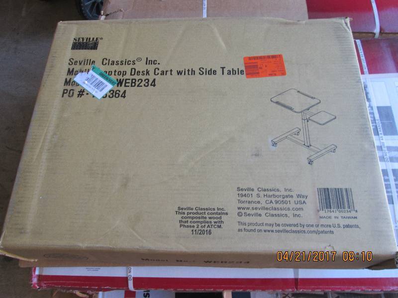 lot 66 image: seville mobile laptop cart with sid...