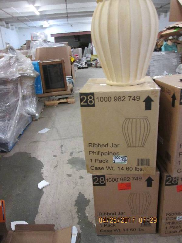 lot 115 image: 2 ribbed jar planters new 17.5 inch...