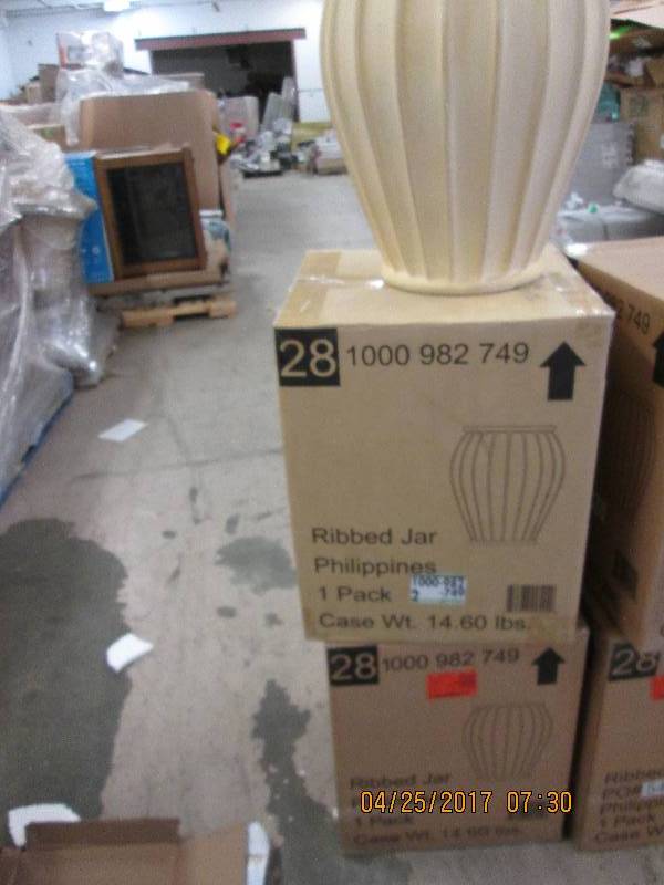 lot 116 image: 2 ribbed jar planters new 17.5 inch...