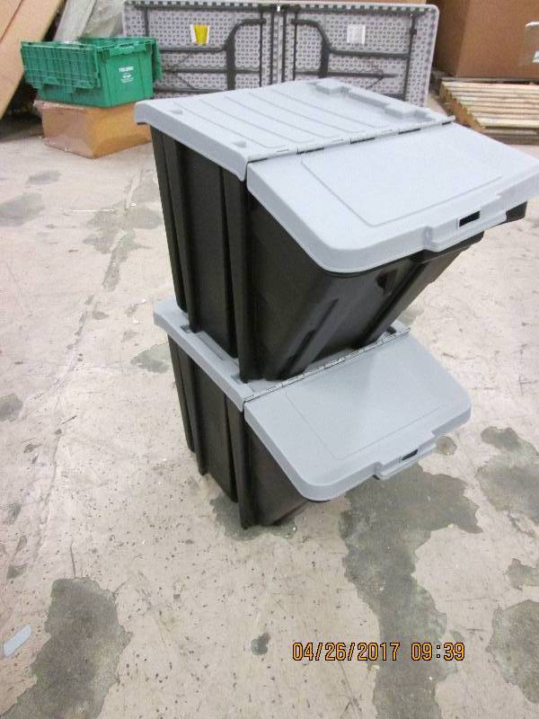 lot 207 image: 2 new gsc 16 gallon stackable hoppe...