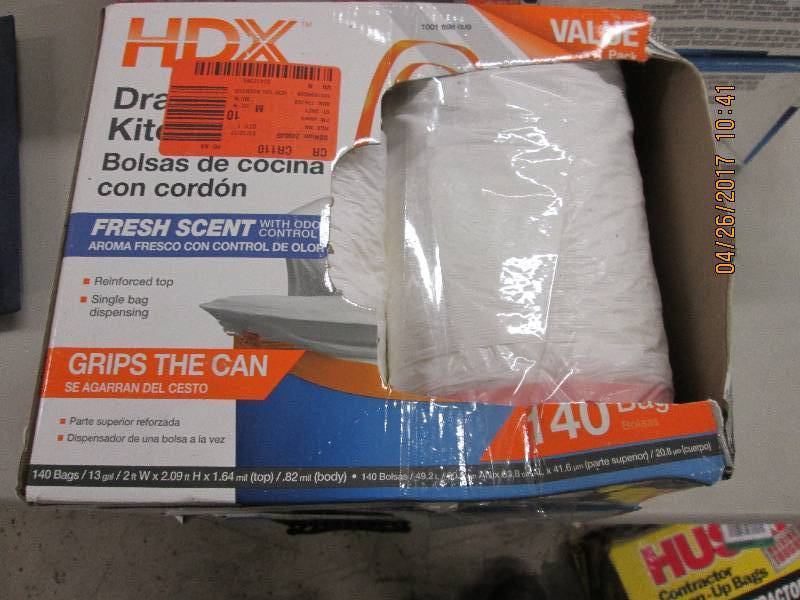 lot 212 image: 2 boxes of hdx drawstring 13 gallon...