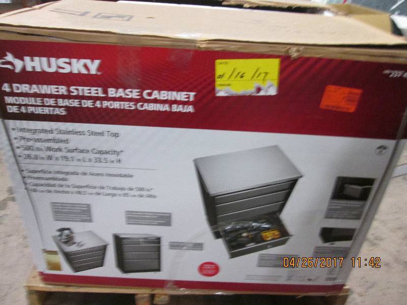 lot 236 image: husky 4 drawer steel base cabinet i...