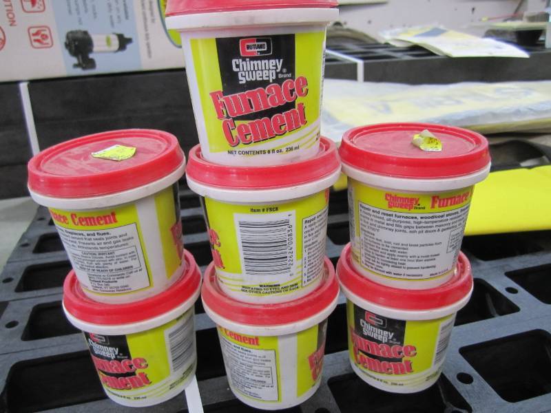 7 containers of Furnace Cement, 8 o...