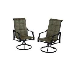lot 109 image: Hampton Bay Statesville Padded Sling Patio Lounge Swivel Chairs 2 Pack