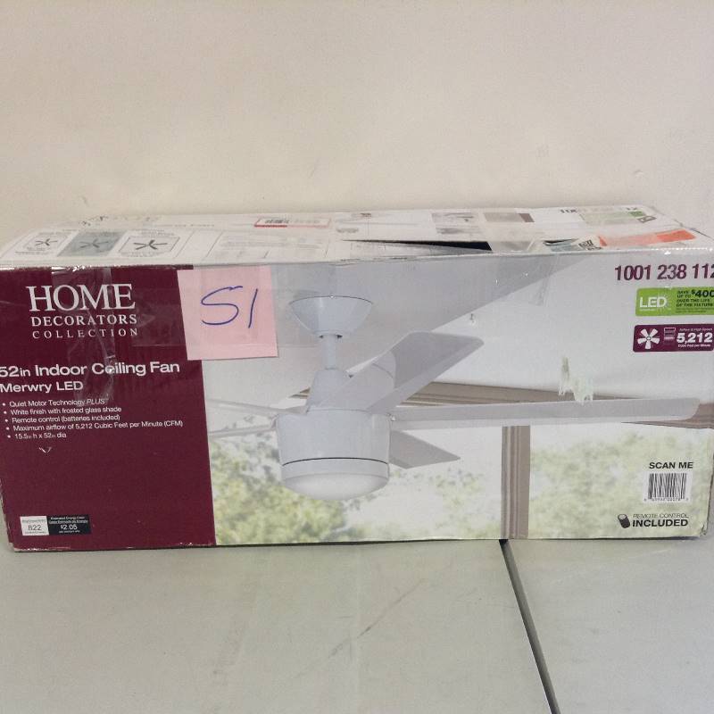 lot 51 image: Home Decorators 52 in Indoor Ceiling Fan Merwy LED
