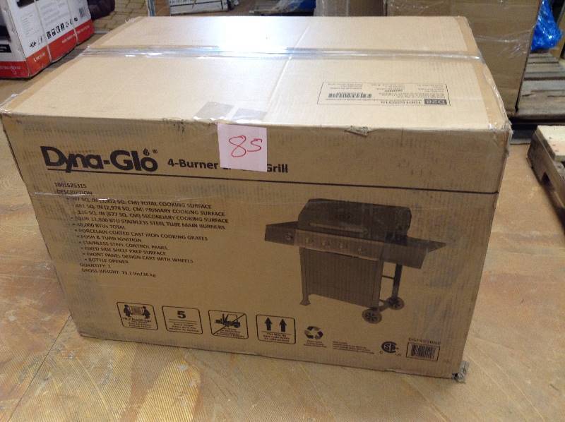lot 85 image: Dyna Glo 4 Burner Open Cart LP Gas Grill Black