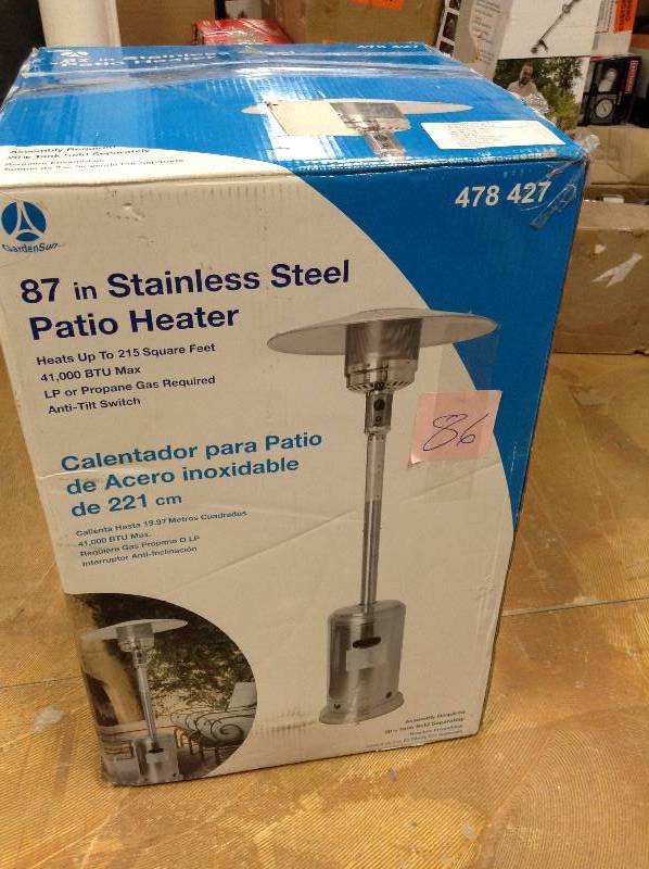 lot 86 image: 87 in Stainless Steel Patio Heater heats up to 215 square feet 41,000 BTU Max