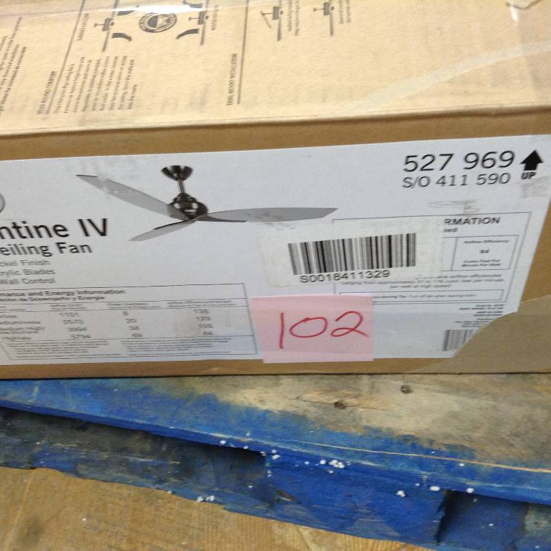 lot 102 image: Hampton Bay Florentine IV 56 in. Brushed Nickel Ceiling Fan with Wall Control
