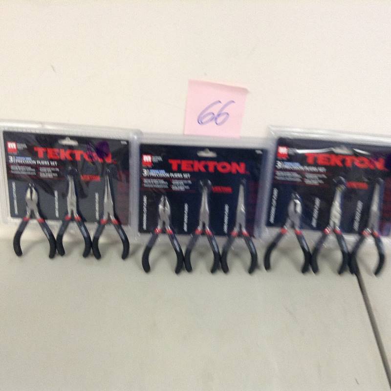 lot 66 image: Lot of 3 Tekton Set of 3 Pliers each  New