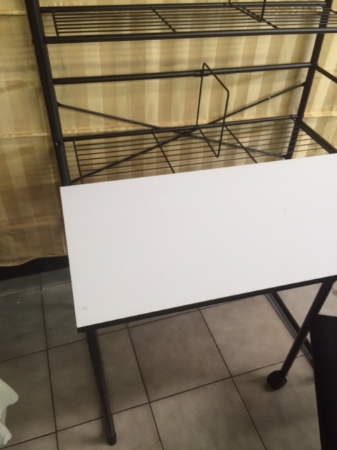 lot 63 image: Metal Desk with Multiple  Shelving and Chair.