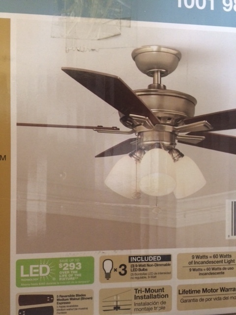 lot 71 image: Hampton Bay 44 inch Ceiling Fan, with Lights